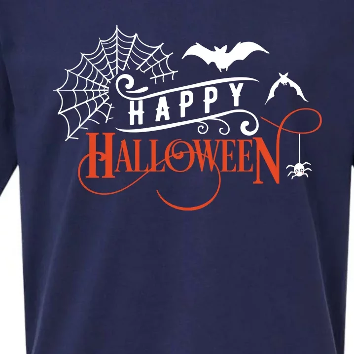 Happy Halloween Spiderweb Spooky Sueded Cloud Jersey T-Shirt