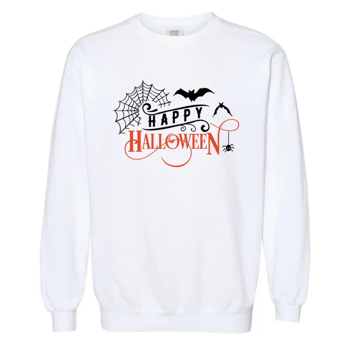 Happy Halloween Spiderweb Spooky Garment-Dyed Sweatshirt