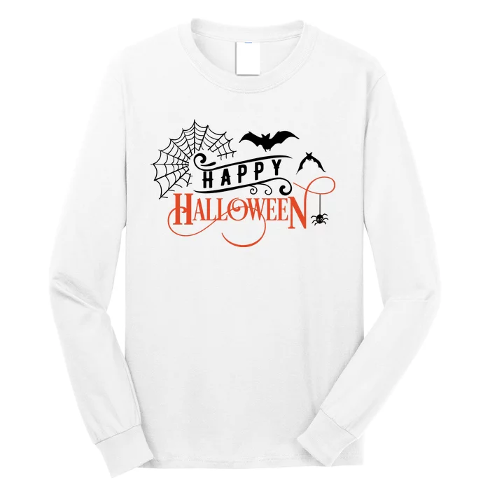 Happy Halloween Spiderweb Spooky Long Sleeve Shirt