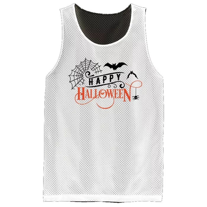 Happy Halloween Spiderweb Spooky Mesh Reversible Basketball Jersey Tank