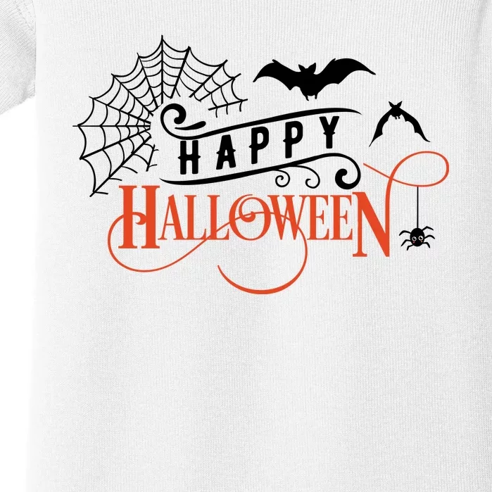 Happy Halloween Spiderweb Spooky Baby Bodysuit