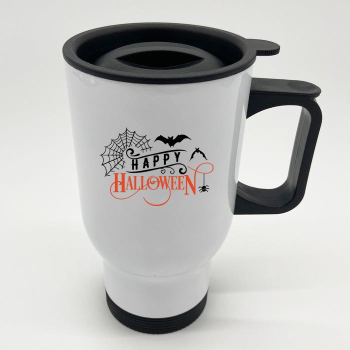 Happy Halloween Spiderweb Spooky Front & Back Stainless Steel Travel Mug