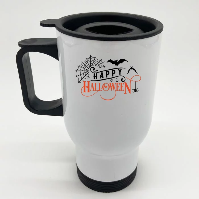 Happy Halloween Spiderweb Spooky Front & Back Stainless Steel Travel Mug