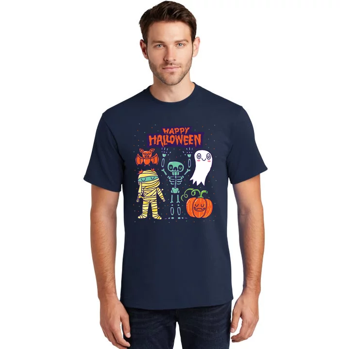 Happy Halloween Skeleton Pumpkin Ghost Cute Kids Boy Girls Tall T-Shirt