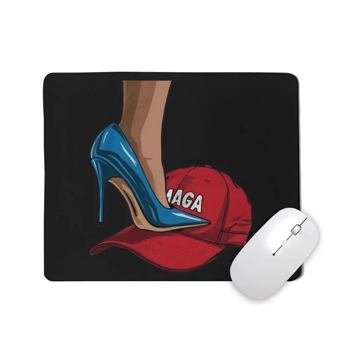 Harris Heels Stepping On Maga Hat Funny Harris Walz Mousepad