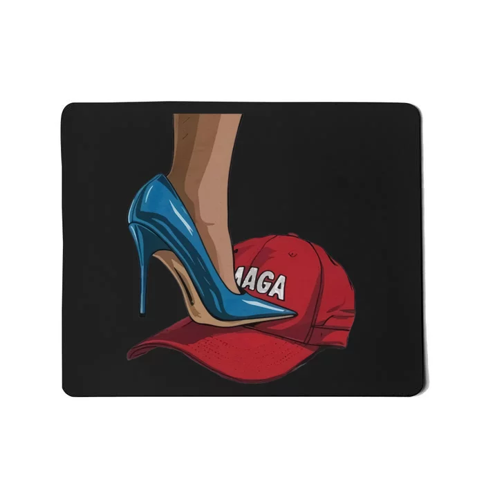 Harris Heels Stepping On Maga Hat Funny Harris Walz Mousepad