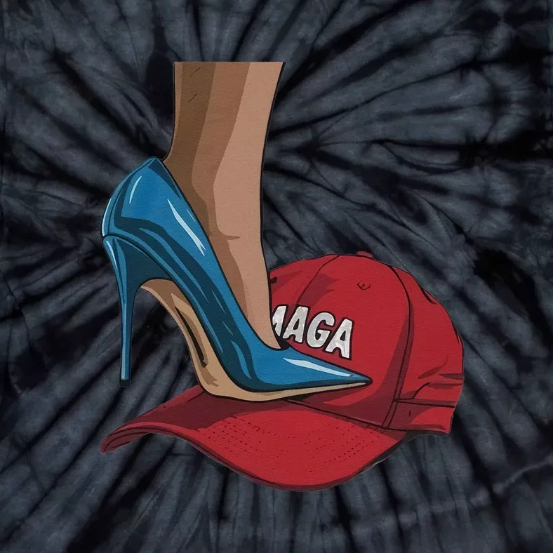 Harris Heels Stepping On Maga Hat Funny Harris Walz Tie-Dye T-Shirt