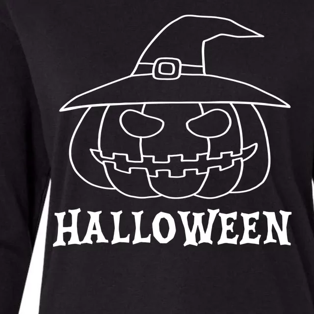 Happy Halloween Spooky Jack O Lantern Womens Cotton Relaxed Long Sleeve T-Shirt