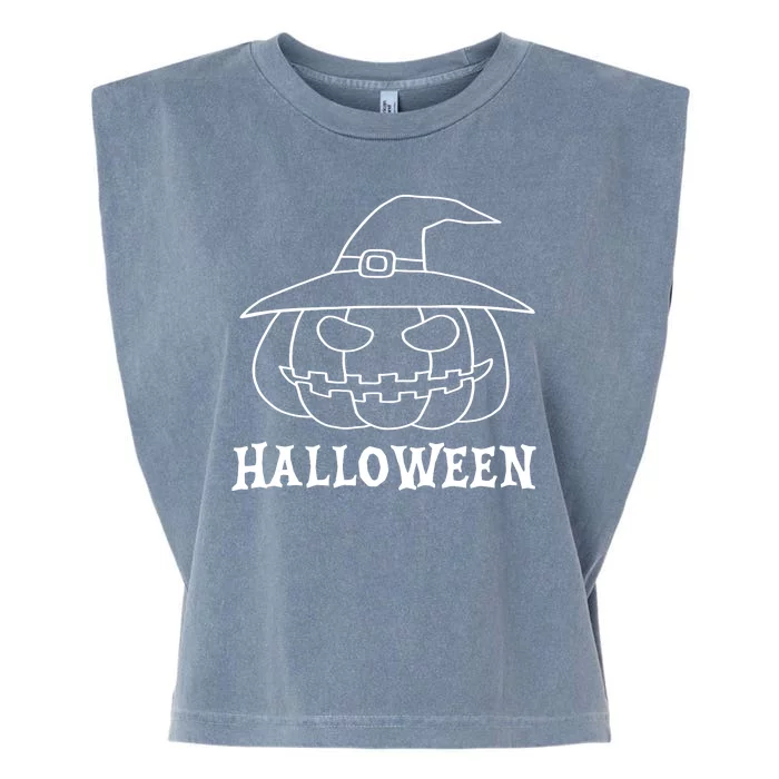 Happy Halloween Spooky Jack O Lantern Garment-Dyed Women's Muscle Tee