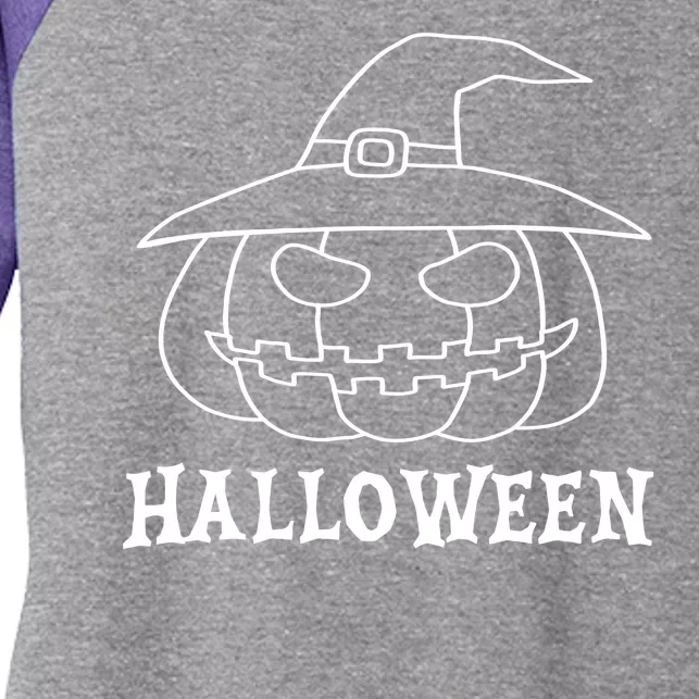 Happy Halloween Spooky Jack O Lantern Women's Tri-Blend 3/4-Sleeve Raglan Shirt