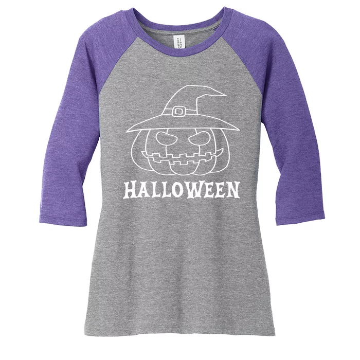 Happy Halloween Spooky Jack O Lantern Women's Tri-Blend 3/4-Sleeve Raglan Shirt