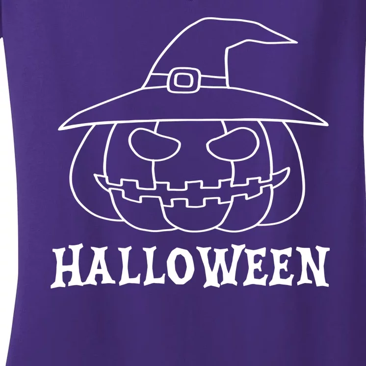 Happy Halloween Spooky Jack O Lantern Women's V-Neck T-Shirt