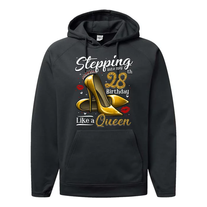 High Heels Stepping Into My 28th Birthday 28 And Fabulous Performance Fleece Hoodie