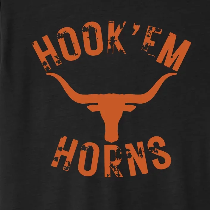 HookEm Horns State Of Texas Bull Head With Longhorns Design ChromaSoft Performance T-Shirt