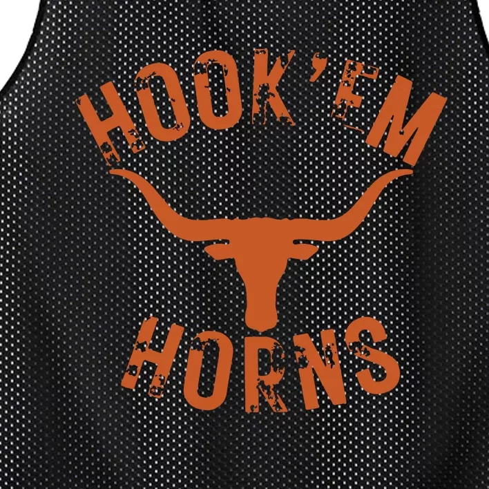 HookEm Horns State Of Texas Bull Head With Longhorns Design Mesh Reversible Basketball Jersey Tank