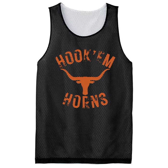 HookEm Horns State Of Texas Bull Head With Longhorns Design Mesh Reversible Basketball Jersey Tank