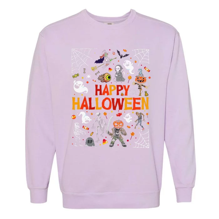 Happy Halloween Scary Spooky Retro Style Garment-Dyed Sweatshirt