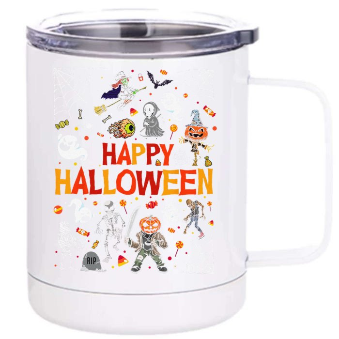 Happy Halloween Scary Spooky Retro Style Front & Back 12oz Stainless Steel Tumbler Cup