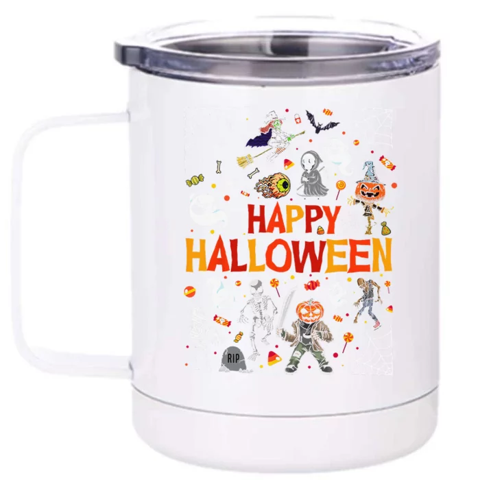 Happy Halloween Scary Spooky Retro Style Front & Back 12oz Stainless Steel Tumbler Cup