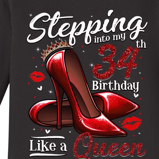 High Heels Stepping Into My 34th Birthday 34 And Fabulous Baby Long Sleeve Bodysuit