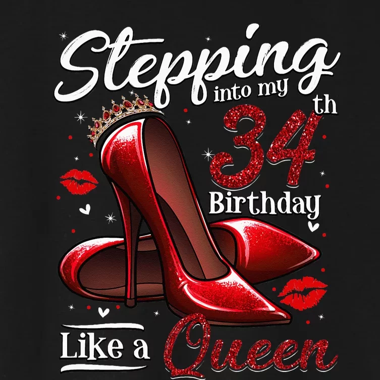 High Heels Stepping Into My 34th Birthday 34 And Fabulous Women's Crop Top Tee