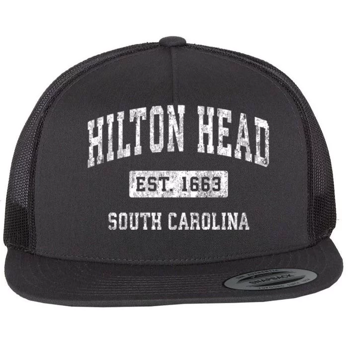 Hilton Head South Carolina Sc Vintage Established Sports Flat Bill Trucker Hat