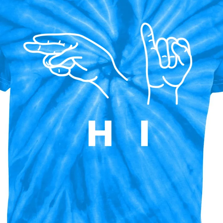 Hi Hello Sign Language Hands Valentines Day Asl Fun Idea Gift Kids Tie-Dye T-Shirt