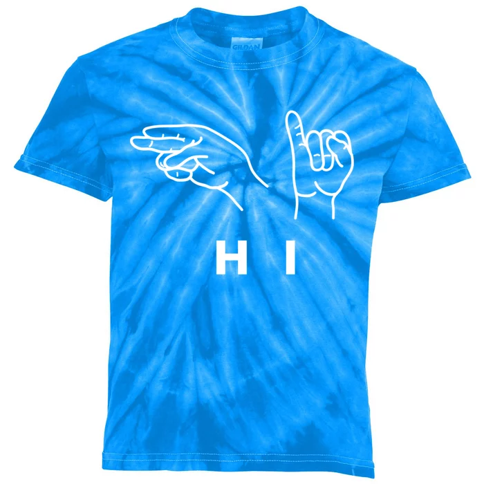 Hi Hello Sign Language Hands Valentines Day Asl Fun Idea Gift Kids Tie-Dye T-Shirt