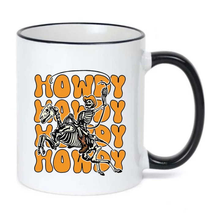 Halloween Howdy Skeleton With Horse Cowboy Hat Lasso Black Color Changing Mug