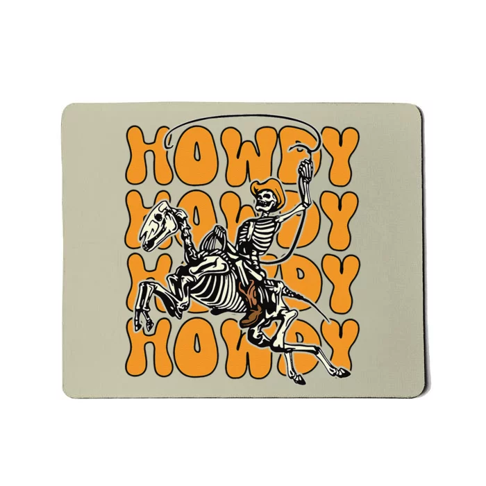 Halloween Howdy Skeleton With Horse Cowboy Hat Lasso Mousepad