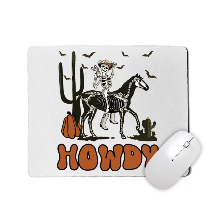 Halloween Howdy Skeleton With Horse And Cowboy Hat Mousepad