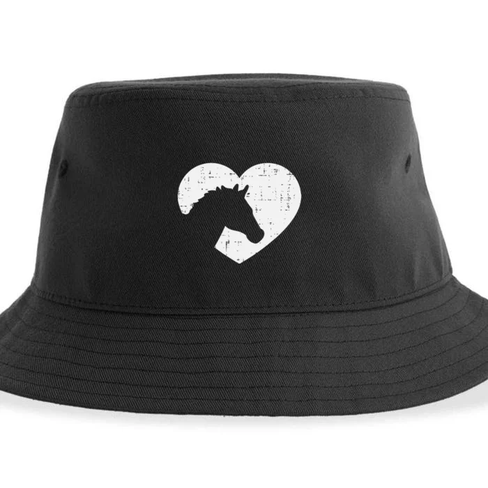 Heart Horse Silhouette Riding Rider Equestrian Sustainable Bucket Hat