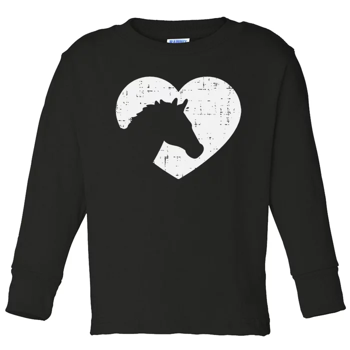 Heart Horse Silhouette Riding Rider Equestrian Toddler Long Sleeve Shirt