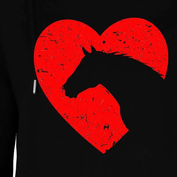 Horse Heart Silhouette For Cow Equestrian Graphic Print Womens Funnel Neck Pullover Hood