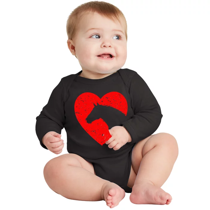 Horse Heart Silhouette For Cow Equestrian Graphic Print Baby Long Sleeve Bodysuit