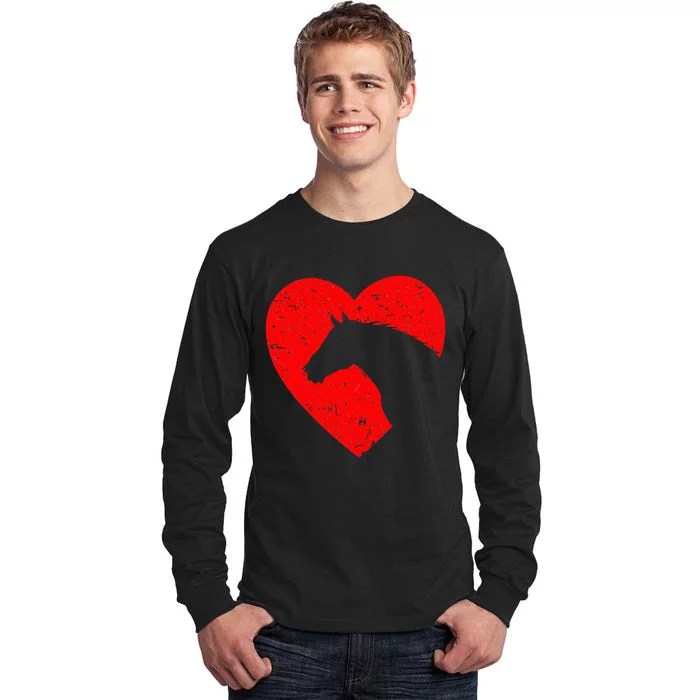 Horse Heart Silhouette For Cow Equestrian Graphic Print Tall Long Sleeve T-Shirt