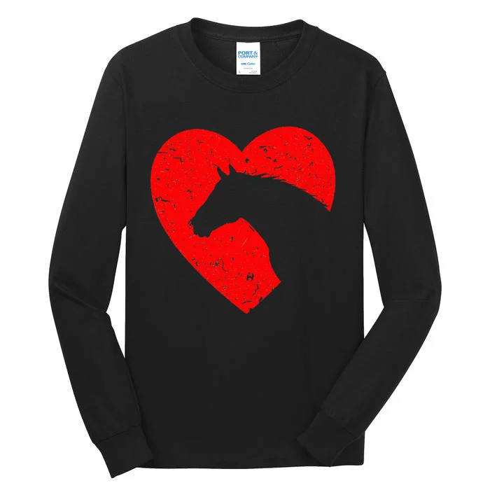 Horse Heart Silhouette For Cow Equestrian Graphic Print Tall Long Sleeve T-Shirt