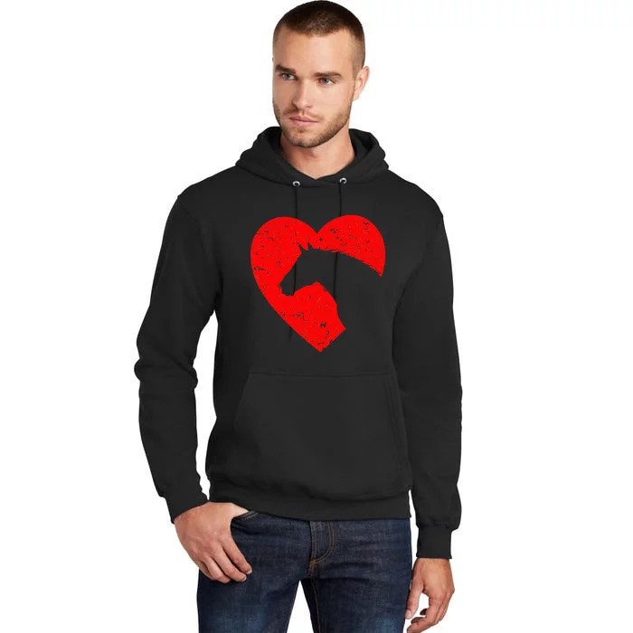 Horse Heart Silhouette For Cow Equestrian Graphic Print Tall Hoodie