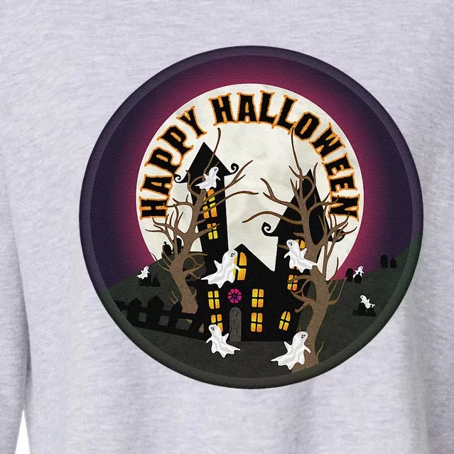 Happy Halloween Spooky Ghosts And Ghouls Costume Graphic Cropped Pullover Crew