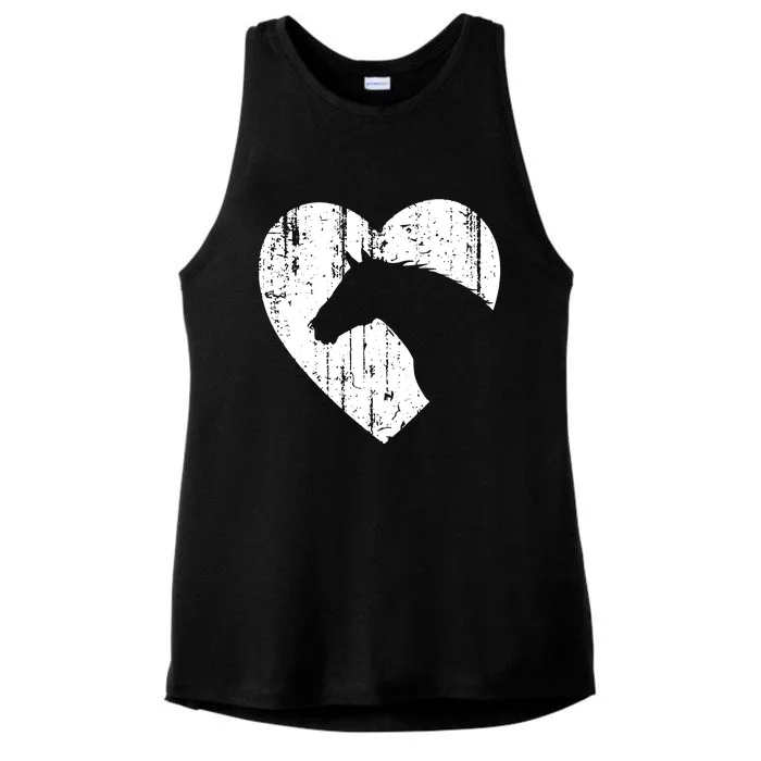 Horse Heart Silhouette For Cowgirl Equestrian Graphic Print Ladies Tri-Blend Wicking Tank