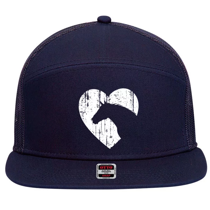 Horse Heart Silhouette For Cowgirl Equestrian Graphic Print 7 Panel Mesh Trucker Snapback Hat