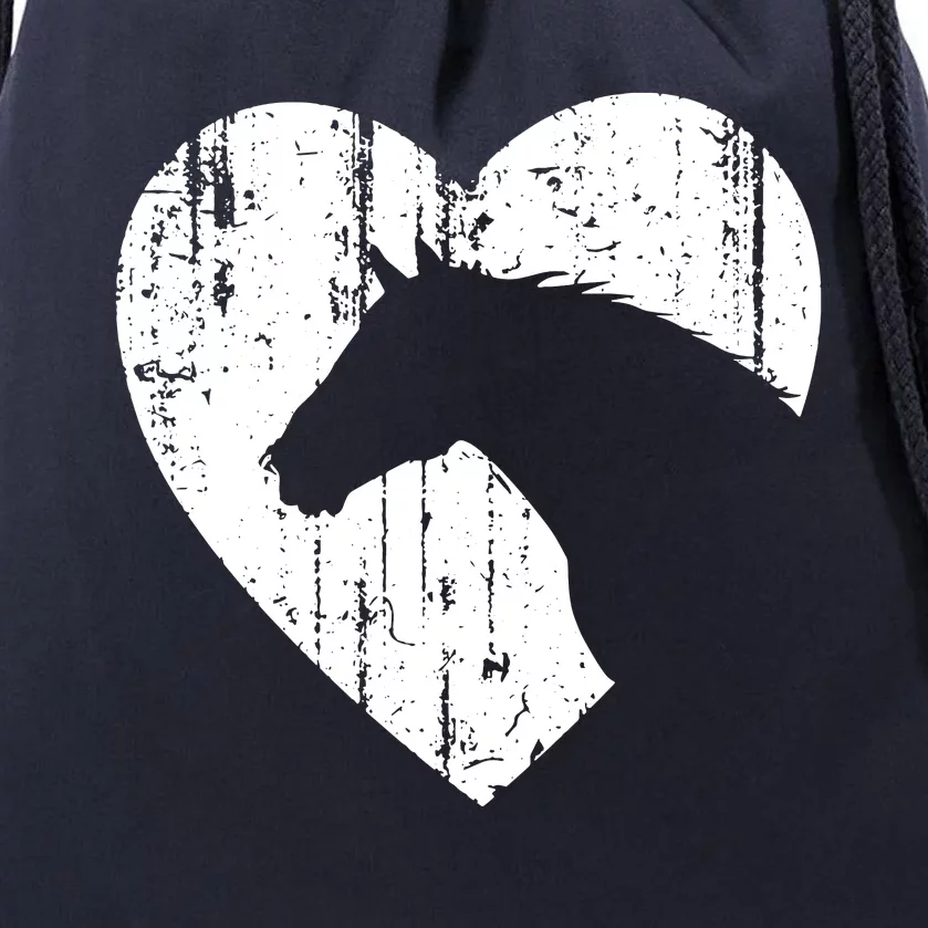 Horse Heart Silhouette For Cowgirl Equestrian Graphic Print Drawstring Bag