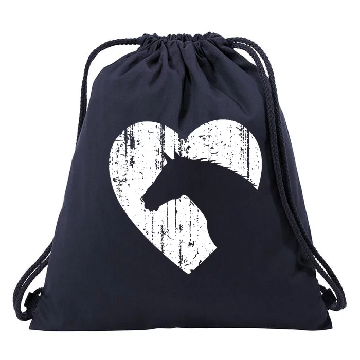 Horse Heart Silhouette For Cowgirl Equestrian Graphic Print Drawstring Bag