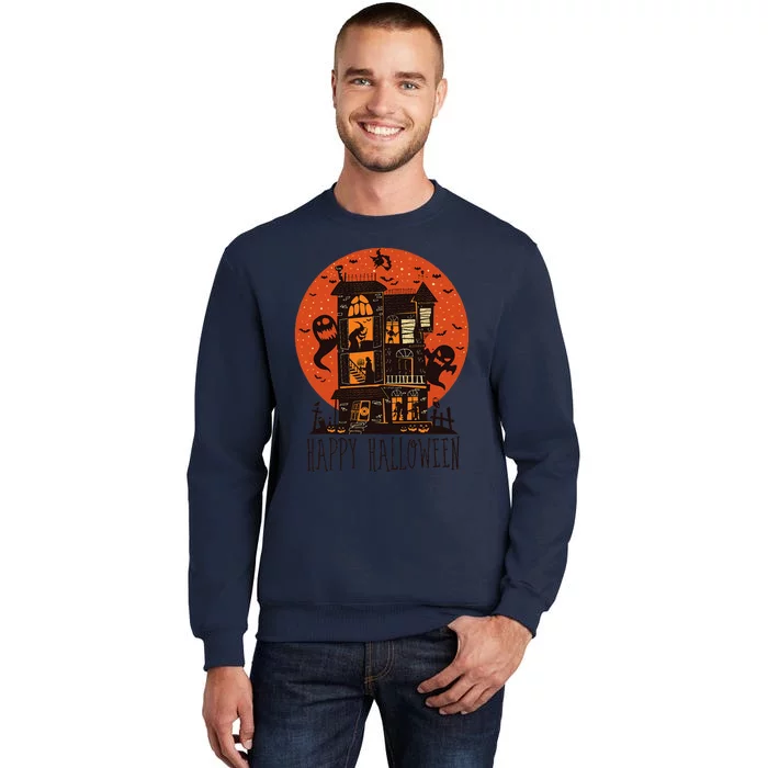 Happy Halloween Spooky Haunted House Tall Sweatshirt