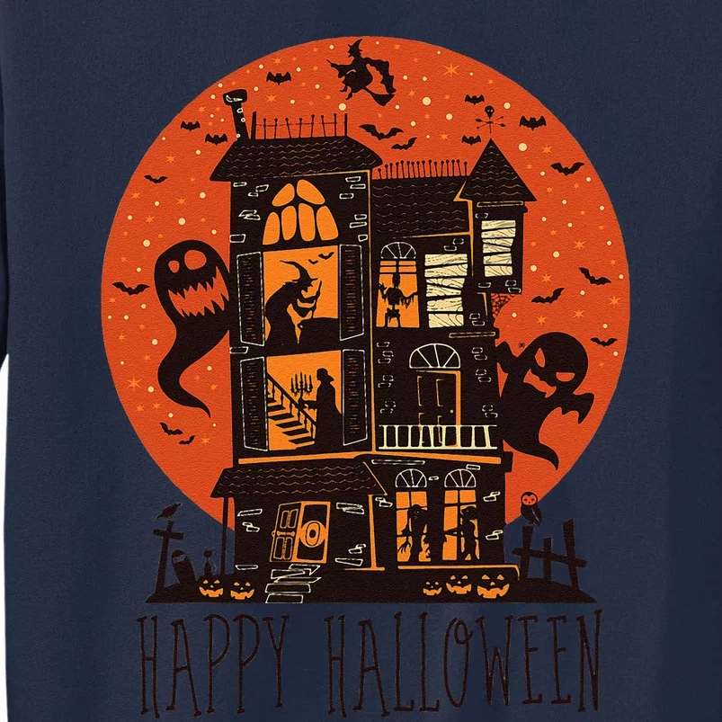 Happy Halloween Spooky Haunted House Tall Sweatshirt