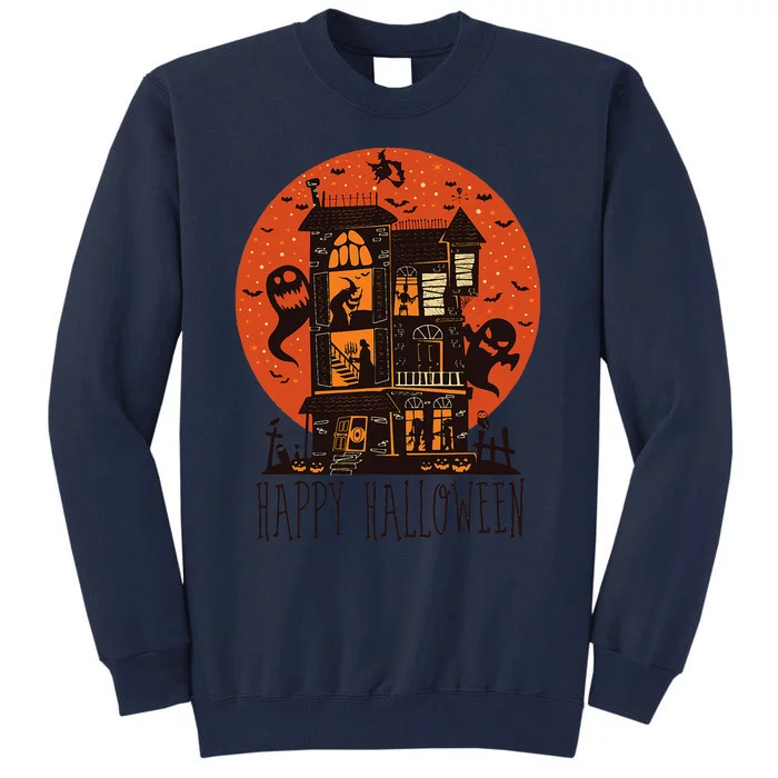 Happy Halloween Spooky Haunted House Tall Sweatshirt