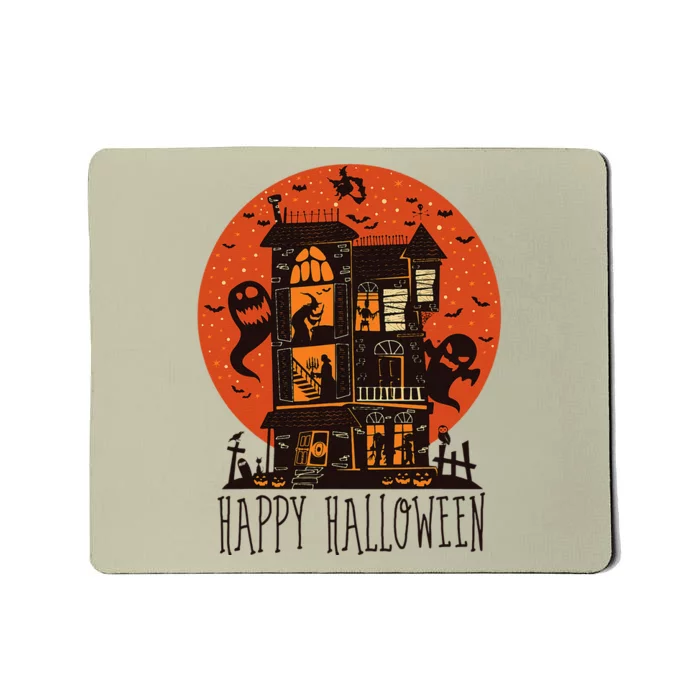 Happy Halloween Spooky Haunted House Mousepad