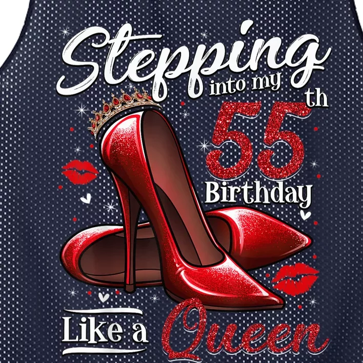 High Heels Stepping Into My 55th Birthday 55 and Fabulous Mesh Reversible Basketball Jersey Tank