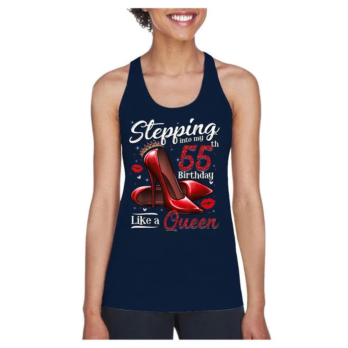 High Heels Stepping Into My 55th Birthday 55 and Fabulous Women's Racerback Tank