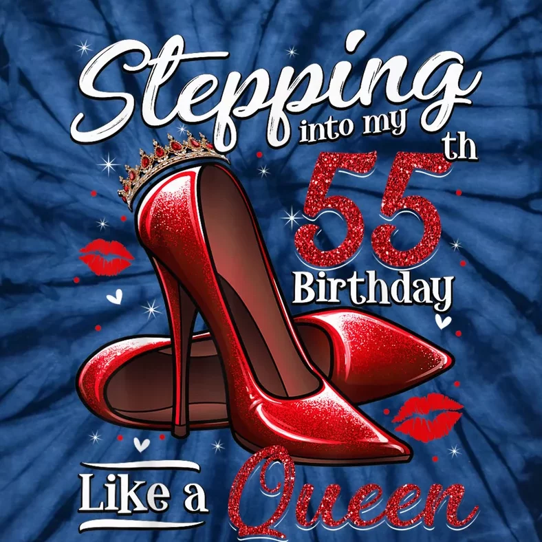 High Heels Stepping Into My 55th Birthday 55 and Fabulous Tie-Dye T-Shirt